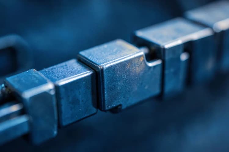 Cadeia de blocos interconectados simbolizando a implementação de um sistema de e-commerce.
