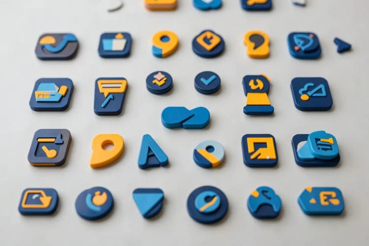 Uma variedade de ícones representando diferentes plataformas de anúncios pagos (social media, busca, display).