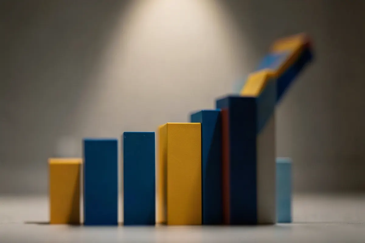 Gráfico de barras ascendente simbolizando crescimento de conversões e vendas.