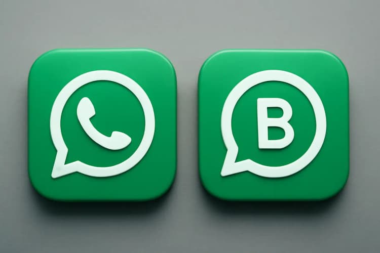 Comparação visual entre os ícones do WhatsApp Messenger e WhatsApp Business.