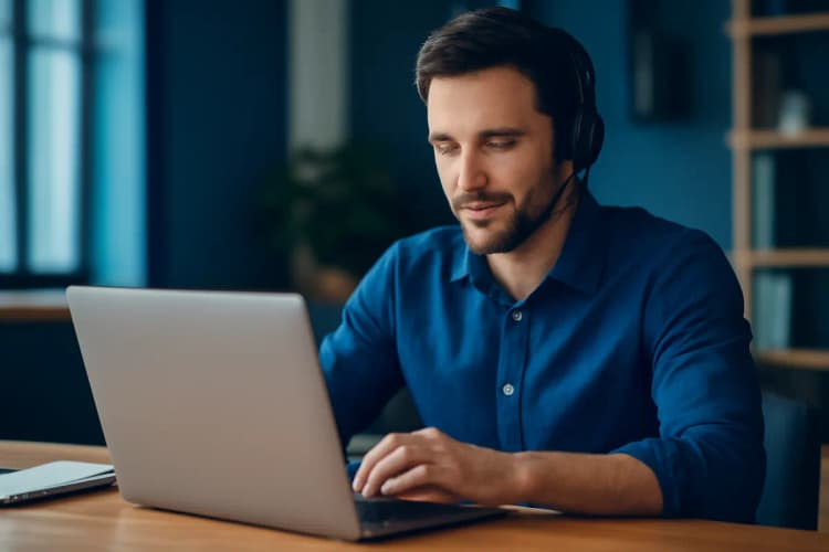 o que é social selling, homem em reunião online